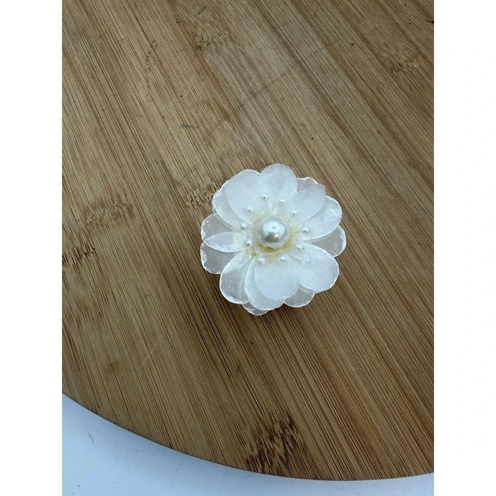 Vtg‎ Set Of 10 Capiz Shell Napkin Rings With Dogwood Flowers Toppers Excellent